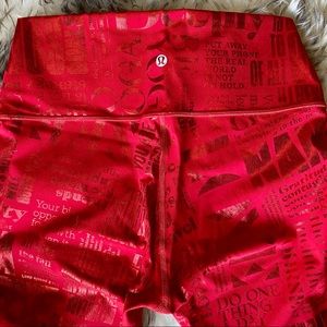 ♥️RARE♥️ NWOT Lululemon 20YR Manifesto Foil Red high rise leggings